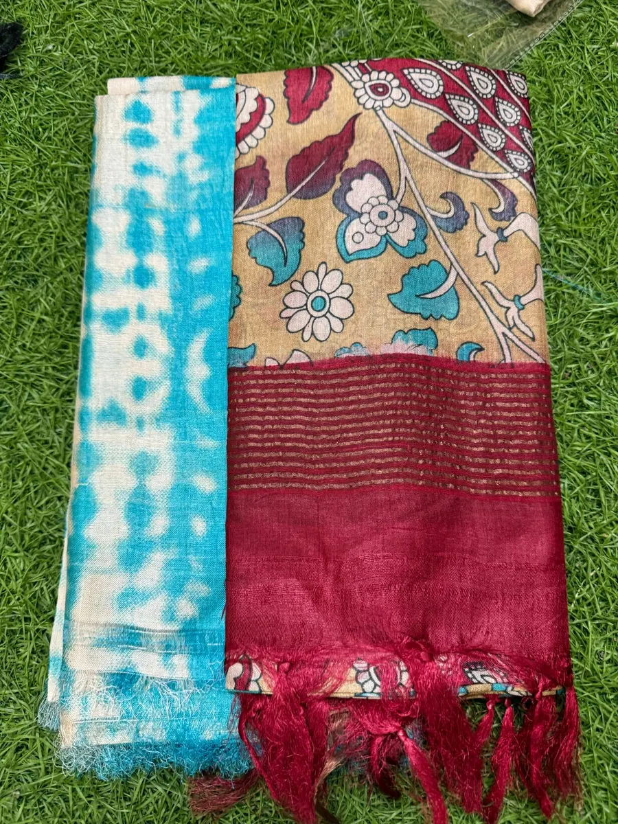 Premium Pure Handloom Tussar Silk Material (Top & Dupatta Only)